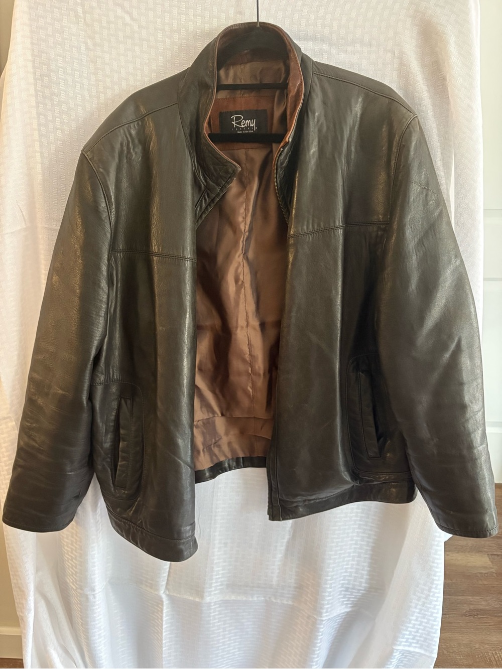 Remy Leather Dark Brown Men's Bomber Jacket